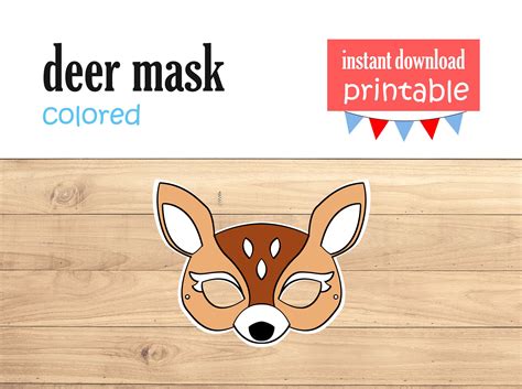 Deer Costume Printable Kids Deer Paper Mask Printable Diy Fawn Etsy