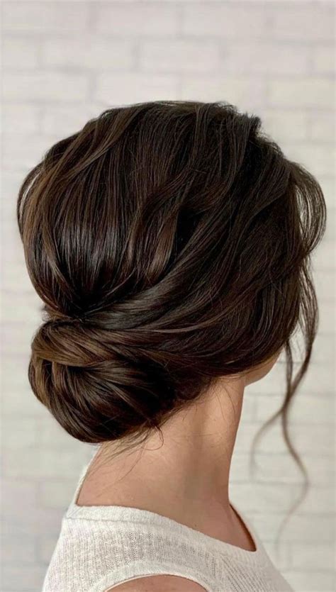 43 Stunning Updo Hairstyles 2022 Low Bun Brunette Hair