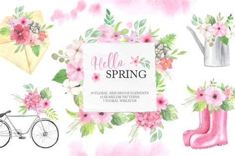 Watercolor Spring Floral Collection By Larysa Zabrotskaya Thehungryjpeg