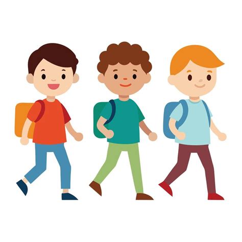 Three Students Going To School 51178997 Vector Art At Vecteezy