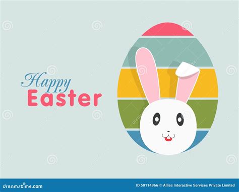 Cute Bunny With Egg For Happy Easter Celebration Stock Illustration