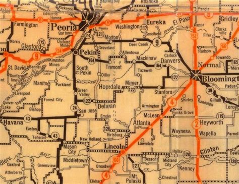 1929 Tazewell Countyfrom Illinois Highway Map Tazewell County Genealogical And Historical Society