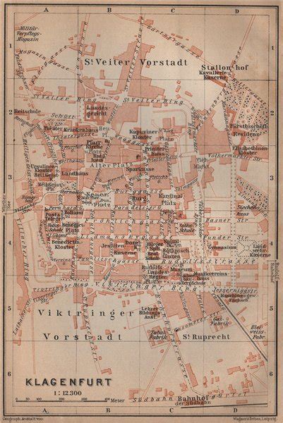 Klagenfurt Am W Rthersee Town City Plan Stadtplan Celovec Sterreich