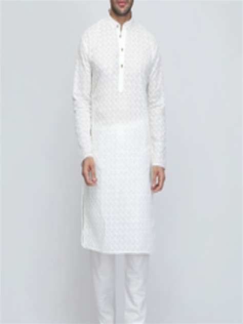 Buy Royal Kurta Mens Cream Coloured Layered Pure Cotton Kurta With