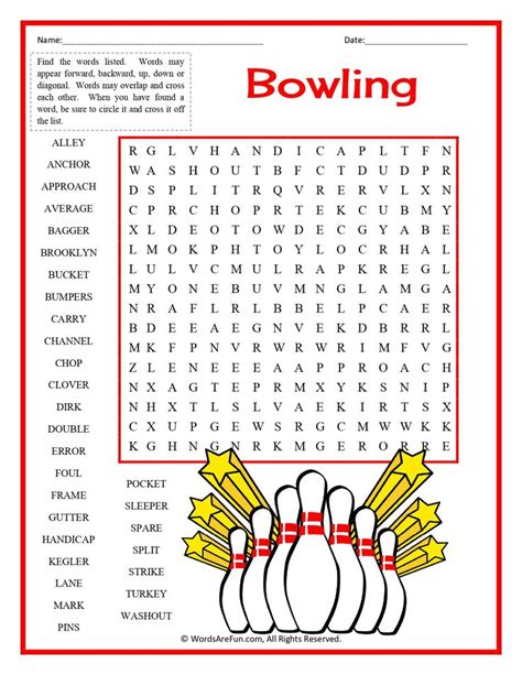 Bowling Word Search