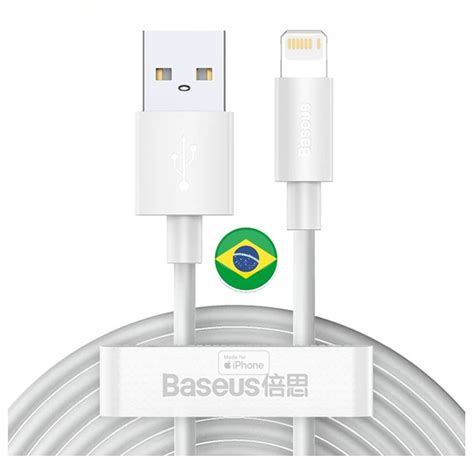 Cabo USB Lightning Baseus iPhone Carregamento Rápido 1 5m Escorrega