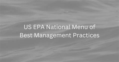 Us Epa National Menu Of Best Management Practices Npdes Training