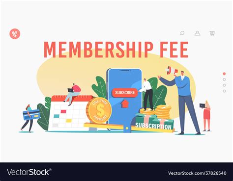 Membership Fee Landing Page Template Subscription Vector Image