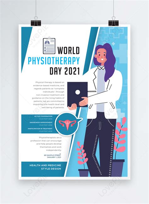 Simple Cartoon International Physical Therapy Day Poster Template Image