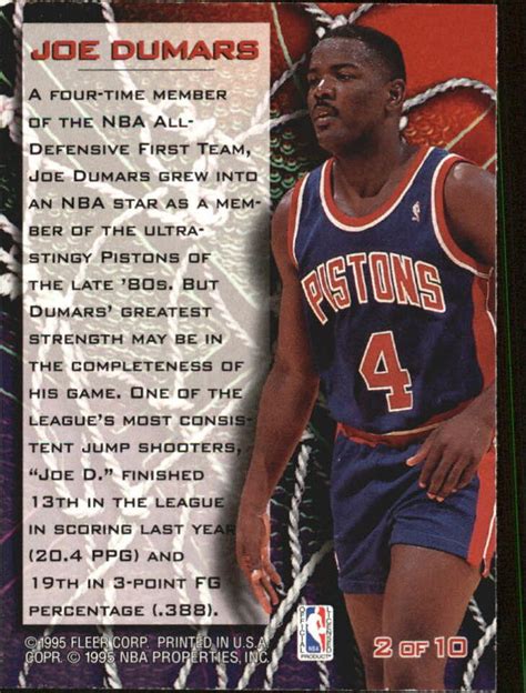 Fleer Sharpshooters Detroit Pistons Basketball Card Joe