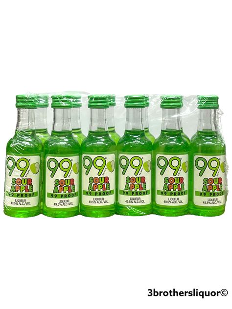 99 Proof Brand Sour Apple Liqueur Mini Shots 12 Pack Of 50ml 3brothersliquor