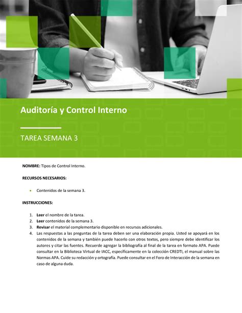 S3 Tarea SET B Auditoria Y Control Interno Auditoria Interna IACC