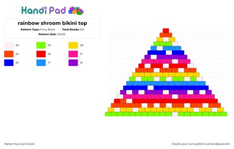 Rainbow Shroom Bikini Top Pony Bead Pattern Kandi Pad Kandi