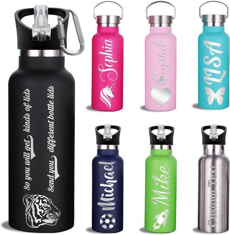 Trinkflasche Personalisiert Namen Gravur Flasche Mit Strohhalm