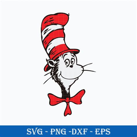 Dr Seuss Face Svg The Cat In The Hat Svg Dr Seuss Svg Png Dxf Eps File