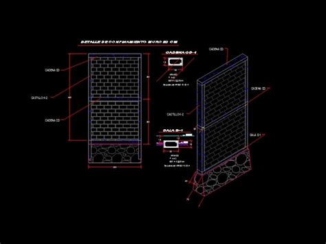 Detalle Constructivo De Muro De 20 Cm En AutoCAD Librería CAD