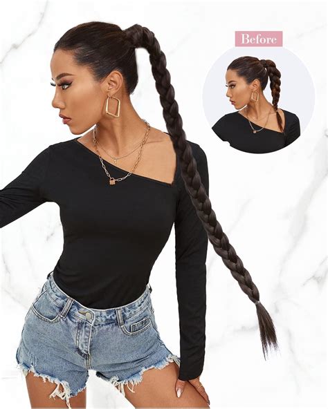 REECHO DIY Braid Ponytail Extension Long Straight Wrap Around