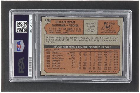 Nolan Ryan Signed 1972 Topps 595 Inscribed 324 Wins 5 714 K S 7 No