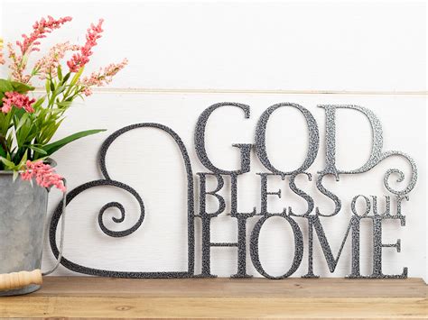 God Bless Our Home Metal Sign Heart Religious Decor God | Etsy