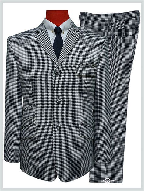 Mod Suit Black And White Houndstooth Suit For Men Etsy