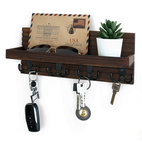 Buy Natural Wooden Key Holder Wall Ed Mail Organizer And Key Hanger