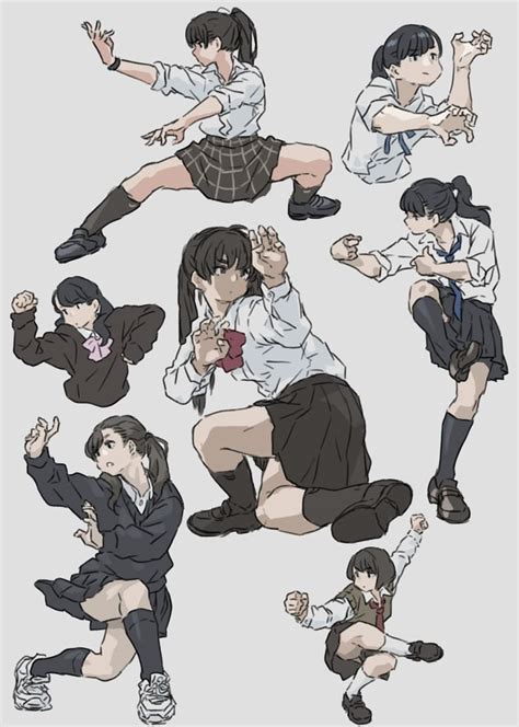 mk illustrator  twitter anime poses reference character art