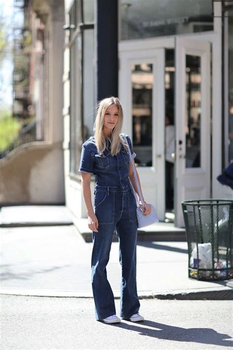 How To Wear Denim Jumpsuits How To Wear A Jumpsuit Denim Jumpsuit Flare Jeans Style