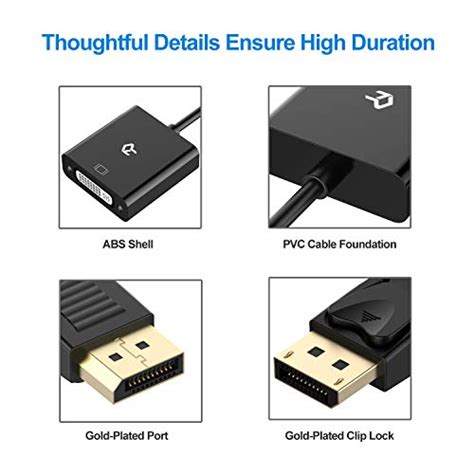 Rankie Dp To Dvi Adapter Gold Plated Displayport To Dvi Male To Female