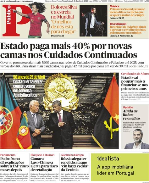 Público Capa da Edição de terça feira 06 de junho 2023