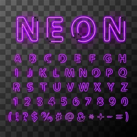 Letras de neón ultravioleta brillante fuente de letras de neón sobre