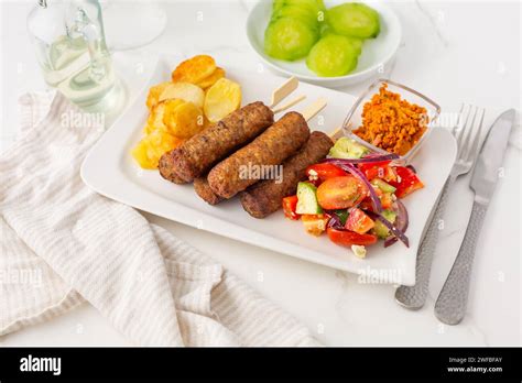 Traditional South European Skinless Sausages Cevapcici Made Of Ground