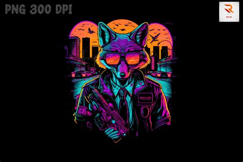 Synthwave Retro Gangster Fox 6 By Mulew Art Thehungryjpeg