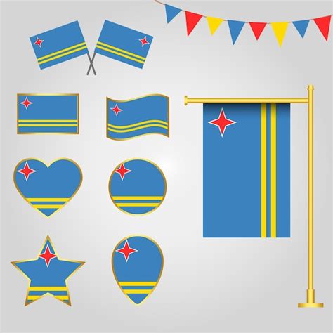 Premium Vector Vector Collection Of Aruba Flag Emblems And Icons In