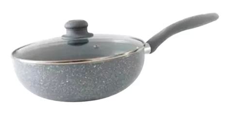 Wok Cool Bazar Antiadherente Granito C Tapa Vidrio 26 Cm