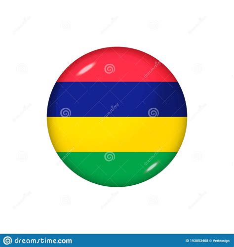 Round Flag Of Mauritius Vector Illustration Button Icon Glossy