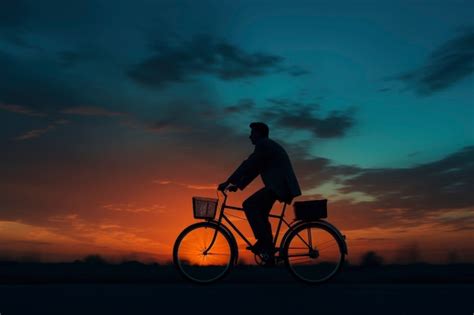 Free Photo Silhouette Of Person Riding Bike At Sunset