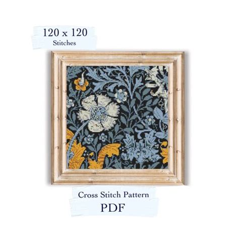 William Morris Cross Stitch Pattern Cross Stitch Chart Pdf Etsy