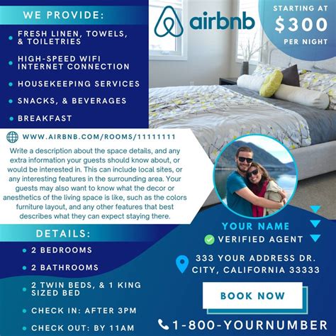 Airbnb Flyer Template Editable Host Air Bnb Rentals Flyers - Etsy