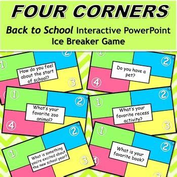 Four Corners Back To School Ice Breaker Activity First Week Of School