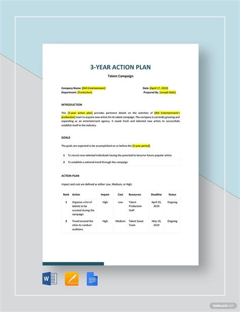 FREE 3 Year Plan Templates - Edit Online & Download