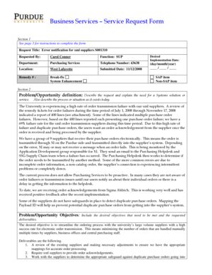 Fillable Online Purdue Business Services Service Request Form Purdue