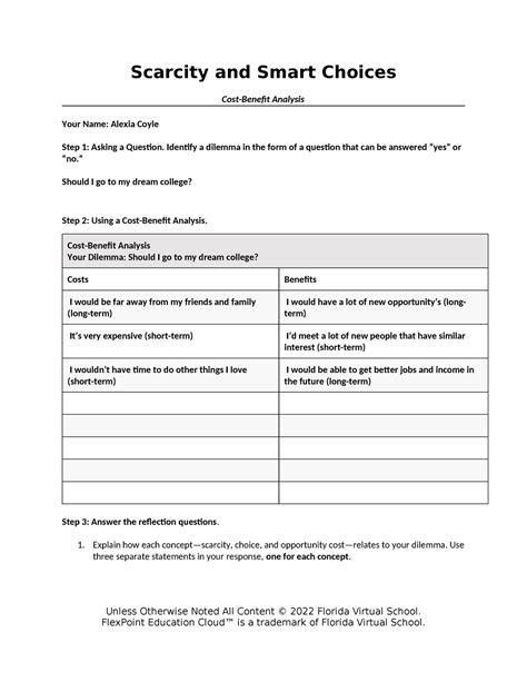 Scarcity And Smart Choices Template Scarcity And Smart Choices Cost