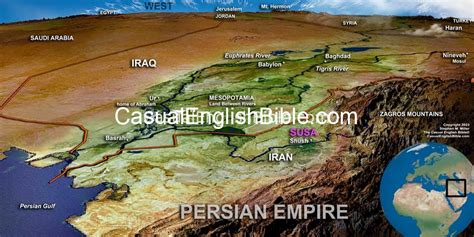 Map Persian Empires Susa Casual English Bible