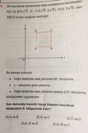 9 Dik Koordinat Düzleminde Köşe Noktalarının Koord Geometri