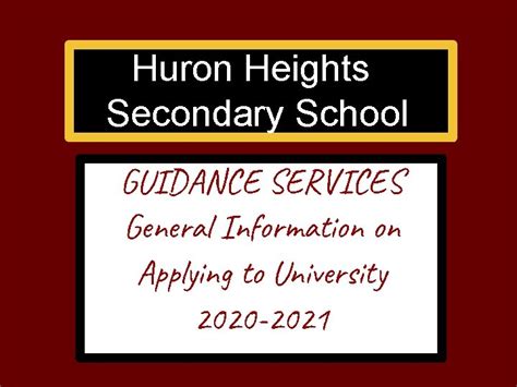 Huron Heights Secondary School GUIDANCE SERVICES General Information