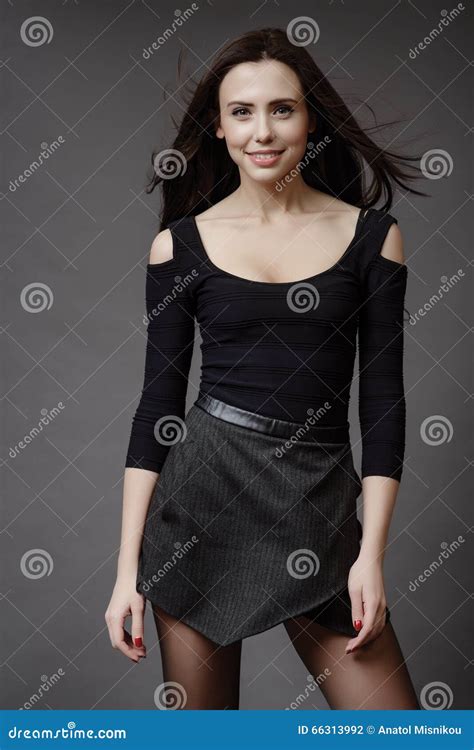 Attractive Brunette Beautiful Woman Posing In Clothes Look Stock Photo Image Of Glamour