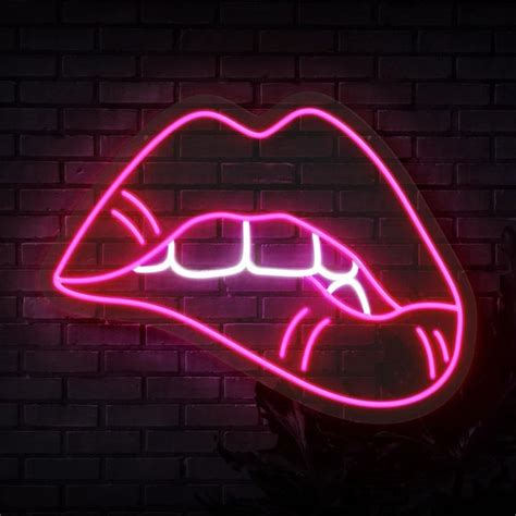 Biting Lip Neon Sign Sexy Neon Light Bedroom Neon Sign Etsy