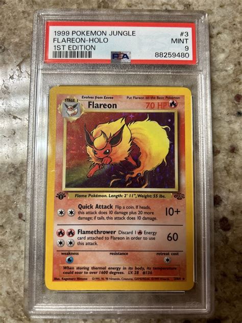 Flareon Holo Jungle St Edition Mint Psa Ebay