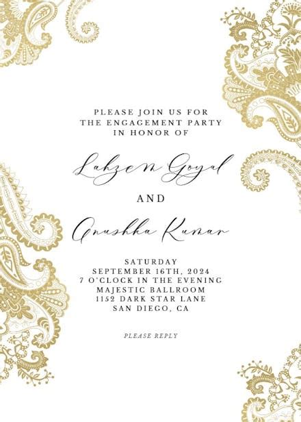 Elegant Henna Engagement Party Invitation Template Greetings Island