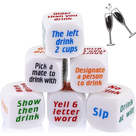 Drinking Game Dice 6pcs English Drinking Game Dice Creative